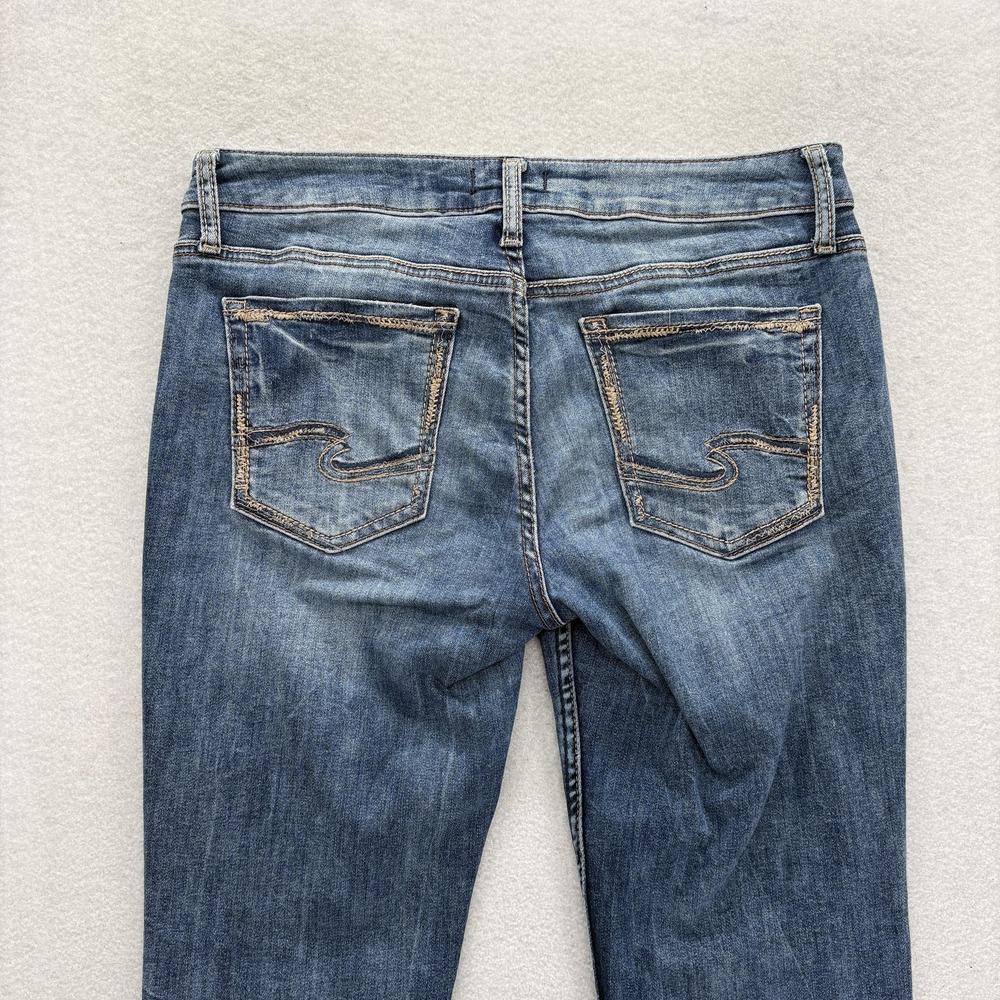 Silver Jeans Suki Slim Womens 30x27 Blue Mid Rise Distressed Stretch Denim Y2K - Picture 11 of 13